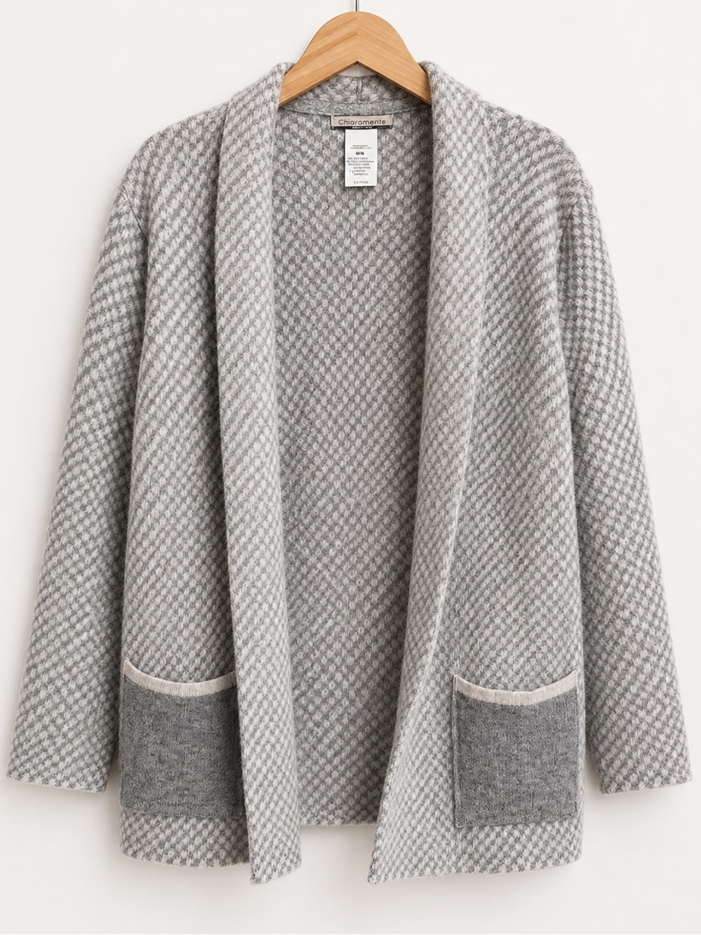 Chiaramente wool blend Italian Open-Front Gray Cozy Cardigan Sweater